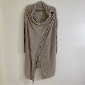 Matilda Jane X-Small Warm Smile Fringe Tassel Cardigan Draped Sweater Tan